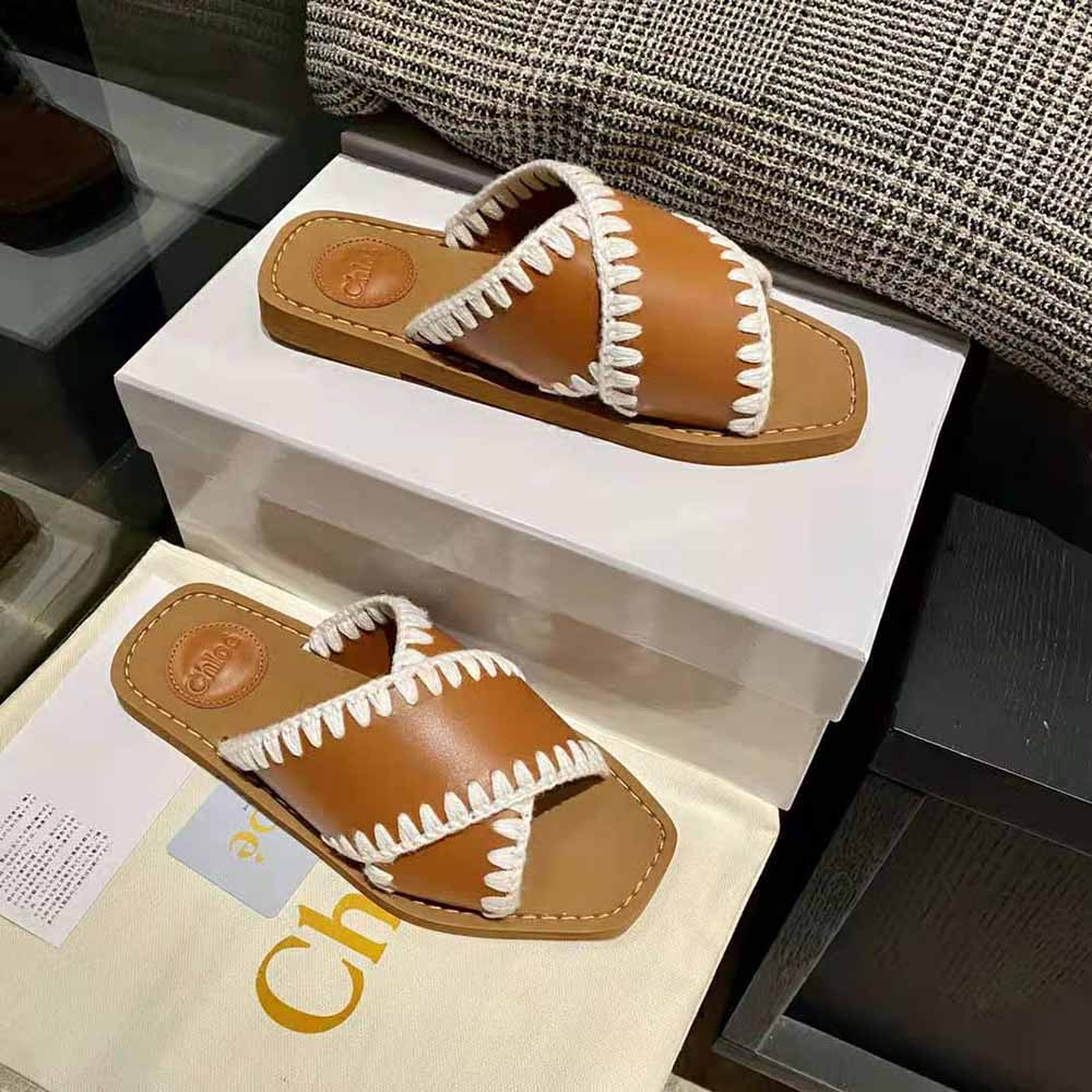 Chloe Women Woody Flat Slide-Brown - image 4