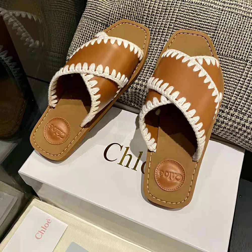 Chloe Women Woody Flat Slide-Brown - image 5