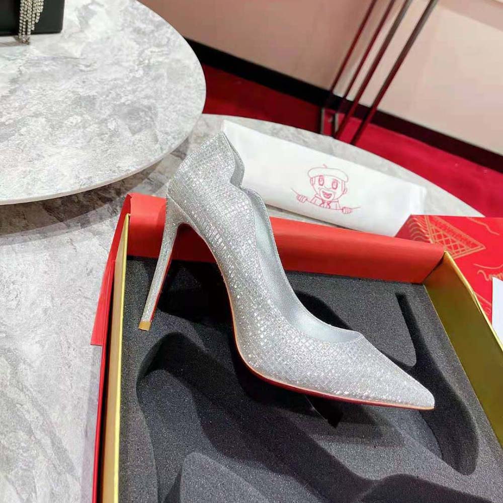 Christian Louboutin Women Hot Chick 100 mm Heel Height-Silver - image 5