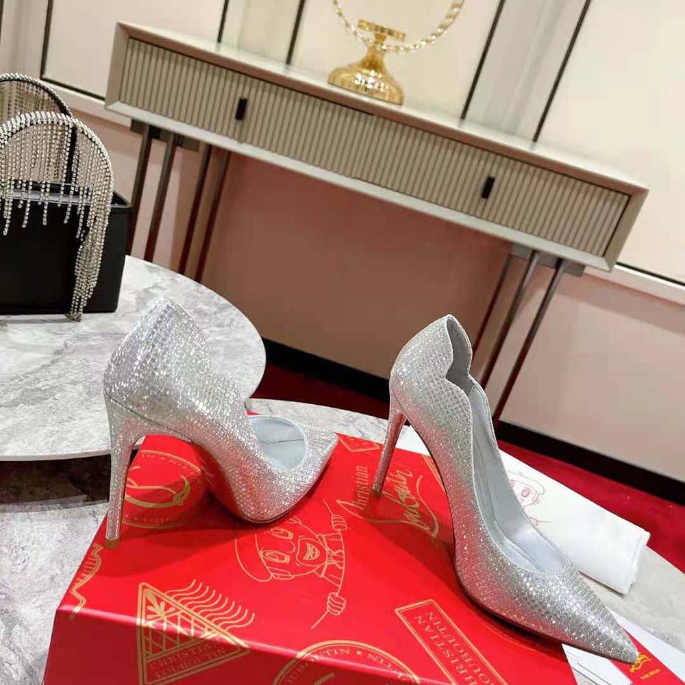 Christian Louboutin Women Hot Chick 100 mm Heel Height-Silver - image 8