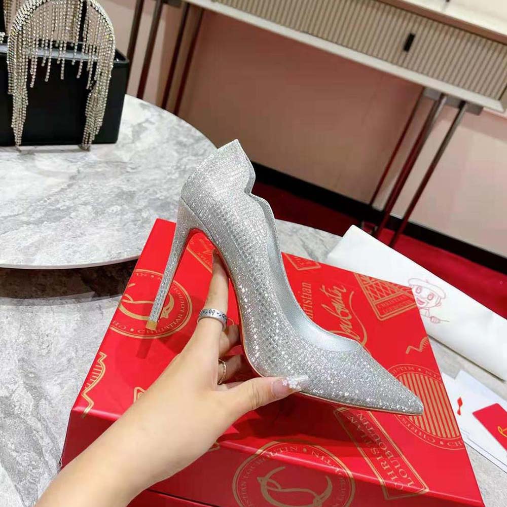 Christian Louboutin Women Hot Chick 100 mm Heel Height-Silver - image 4