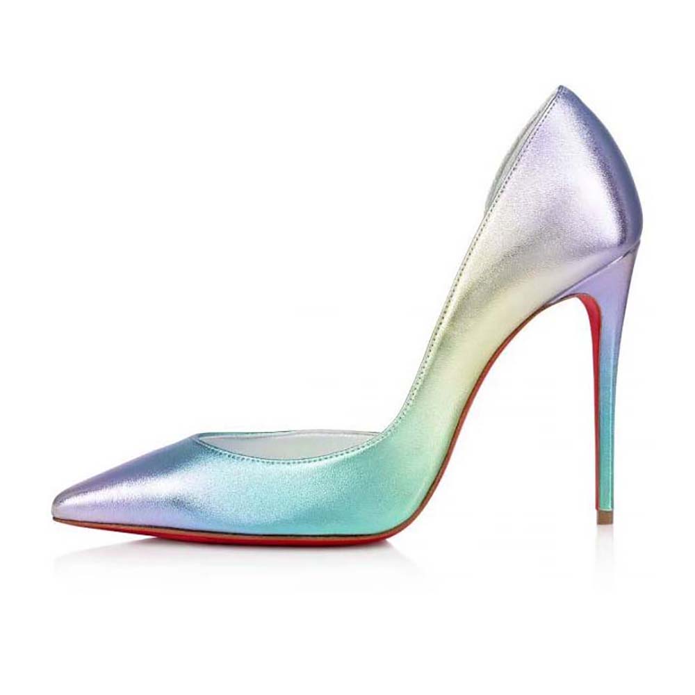 Side profile of Christian Louboutin Women Lriza 100 mm Heel Height-Purple sandal