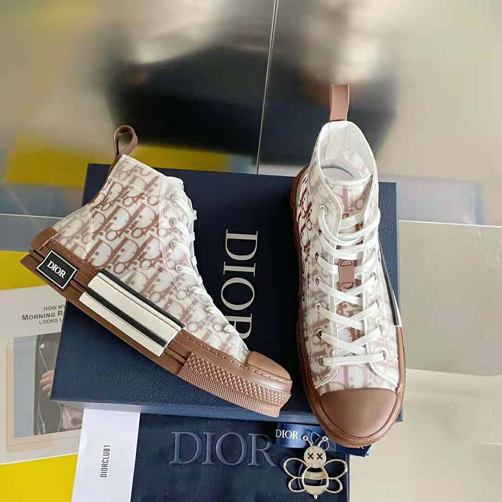 Dior Men B23 High-Top Sneaker Coffee Dior Oblique Canvas - image 8