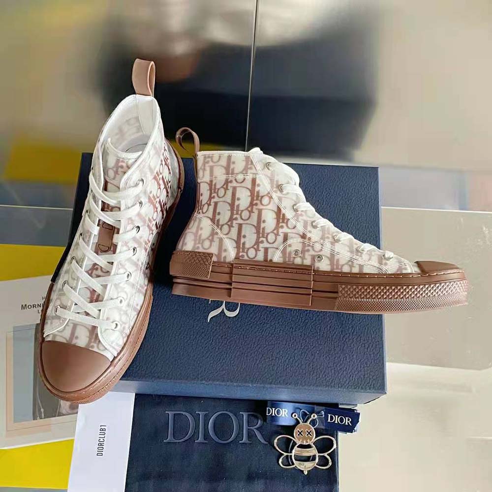 Dior Men B23 High-Top Sneaker Coffee Dior Oblique Canvas - image 4
