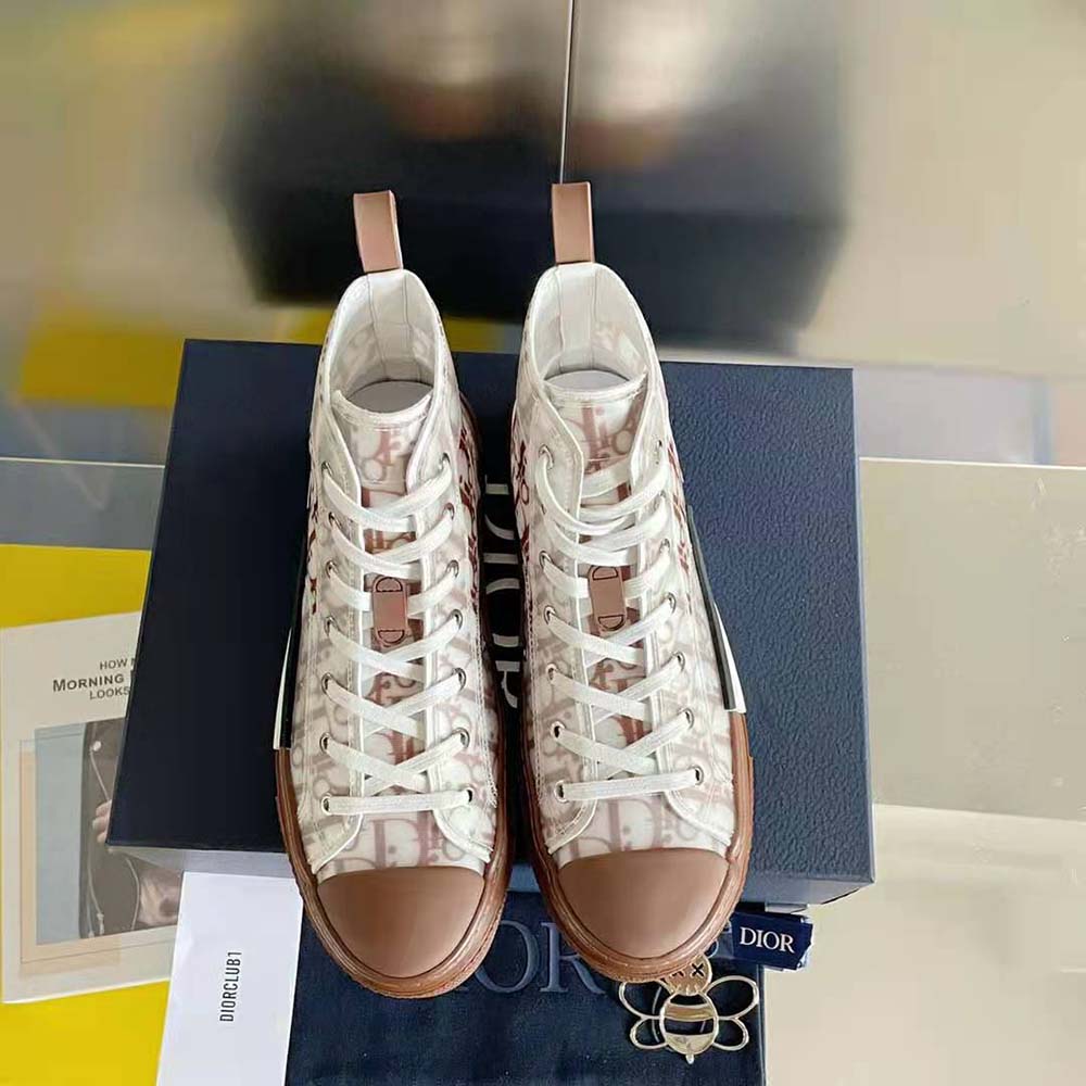 Top view showing laces and padded collar of Dior Men B23 sneaker