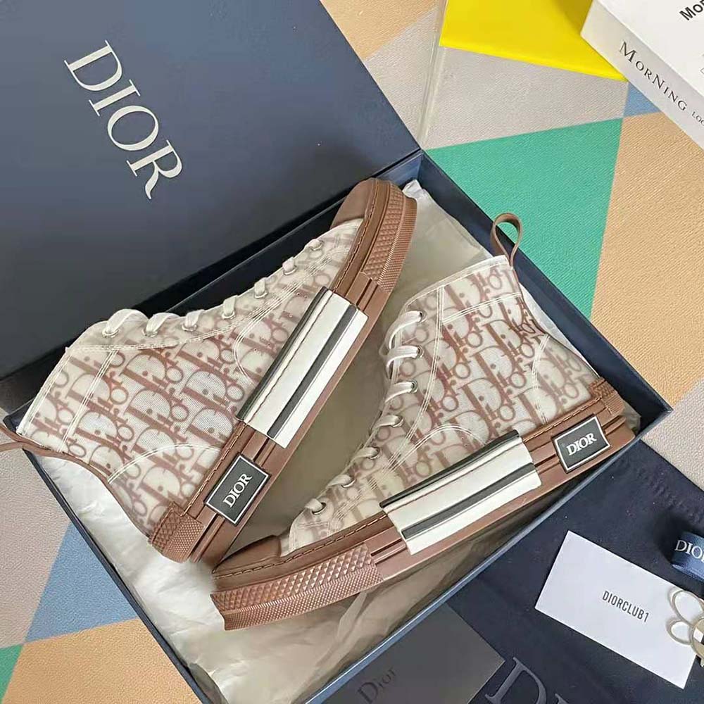 Dior Men B23 High-Top Sneaker Coffee Dior Oblique Canvas - image 6