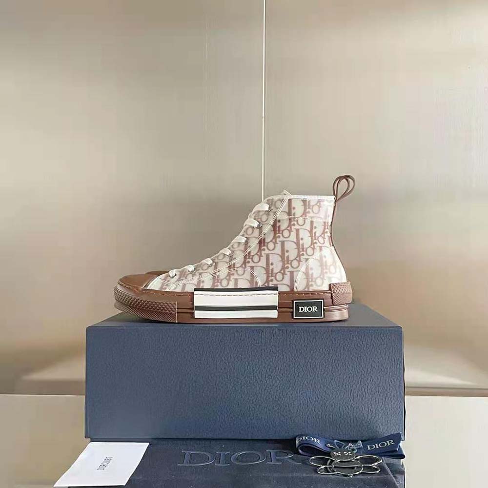 Dior Men B23 High-Top Sneaker Coffee Dior Oblique Canvas - image 7