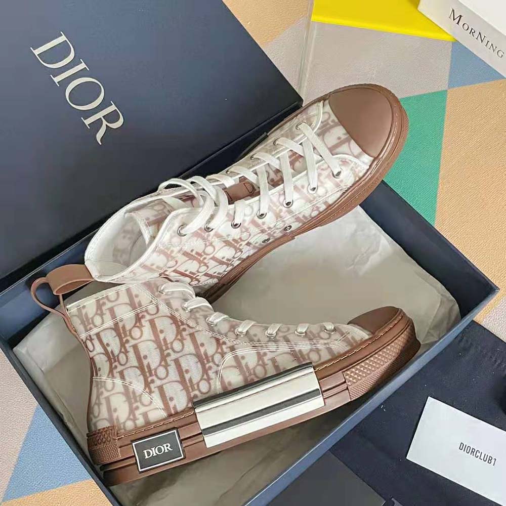 Dior Men B23 High-Top Sneaker Coffee Dior Oblique Canvas - image 5