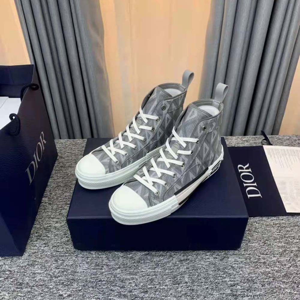 Dior Unisex B23 High-Top Sneaker Dior Gray CD Diamond Canvas - image 4