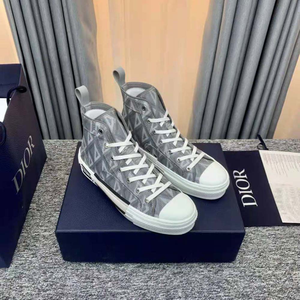 Top view showcasing lacing and high-top collar of Dior Unisex B23 sneaker