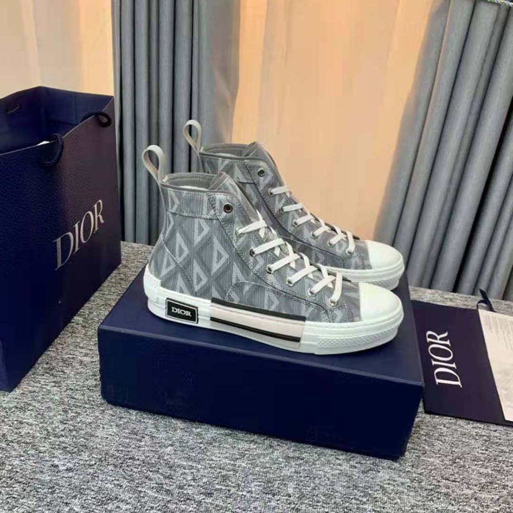 Dior Unisex B23 High-Top Sneaker Dior Gray CD Diamond Canvas - image 5