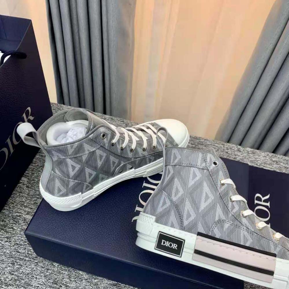 Dior Unisex B23 High-Top Sneaker Dior Gray CD Diamond Canvas - image 9