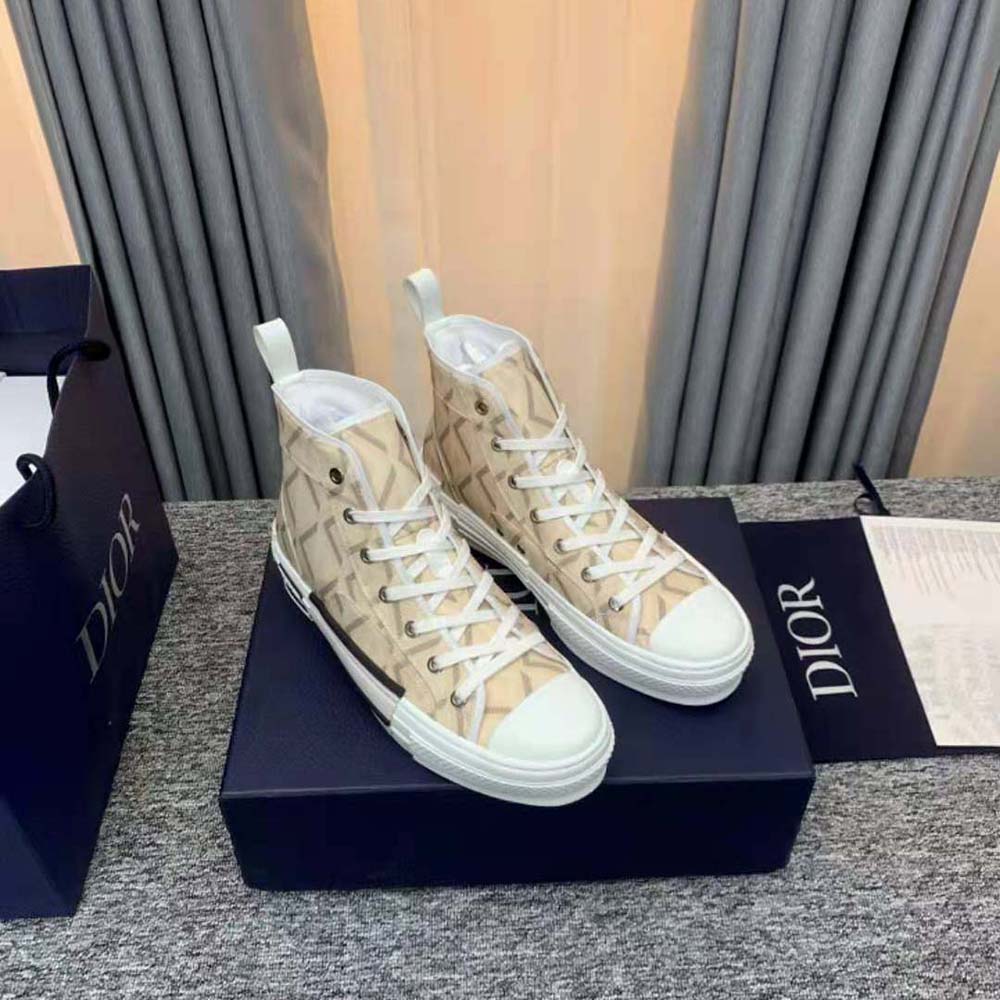 Top view showcasing lace-up closure on Dior Unisex B23 High-Top Sneaker