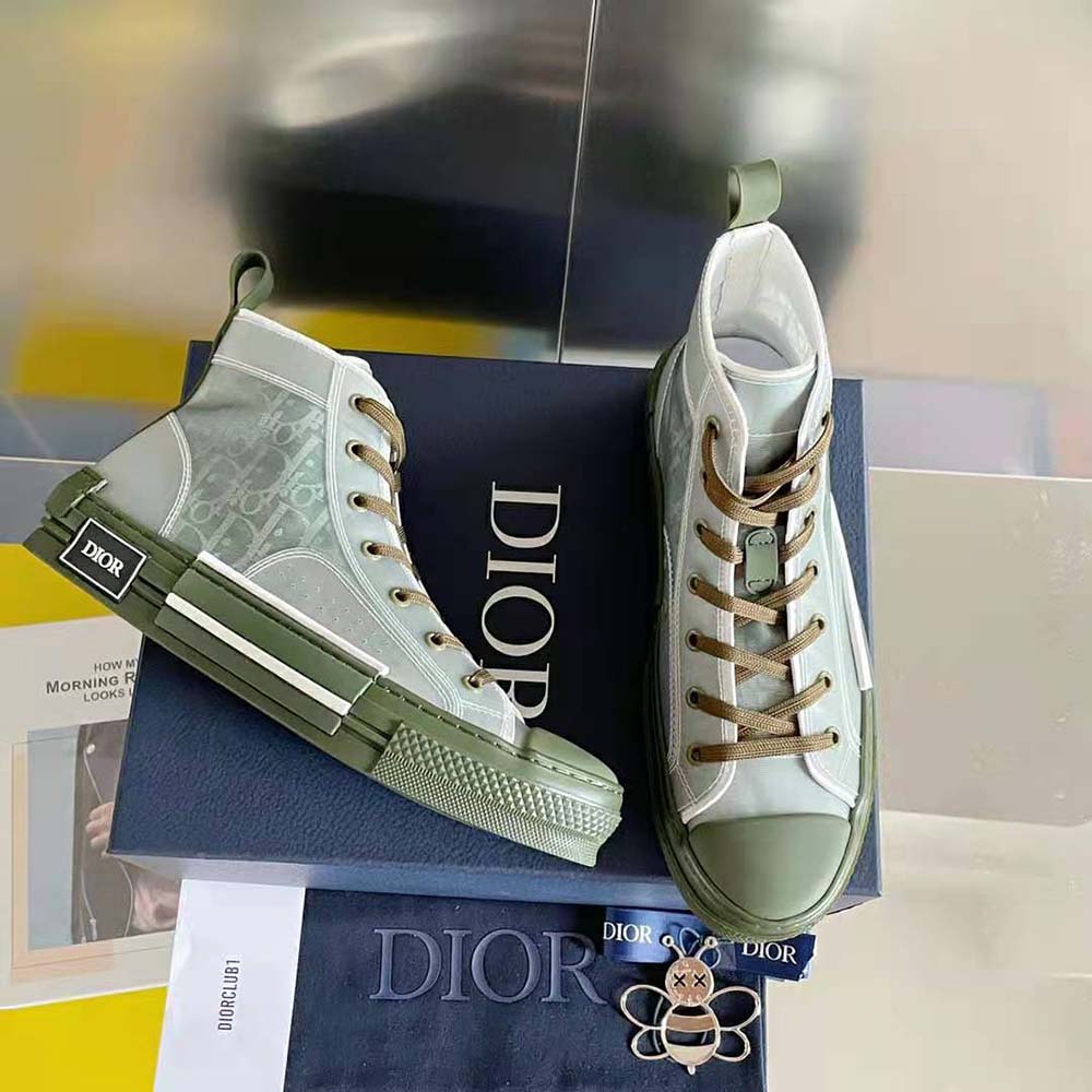 Dior Men B23 High-Top Sneaker Olive Dior Oblique Canvas - image 4