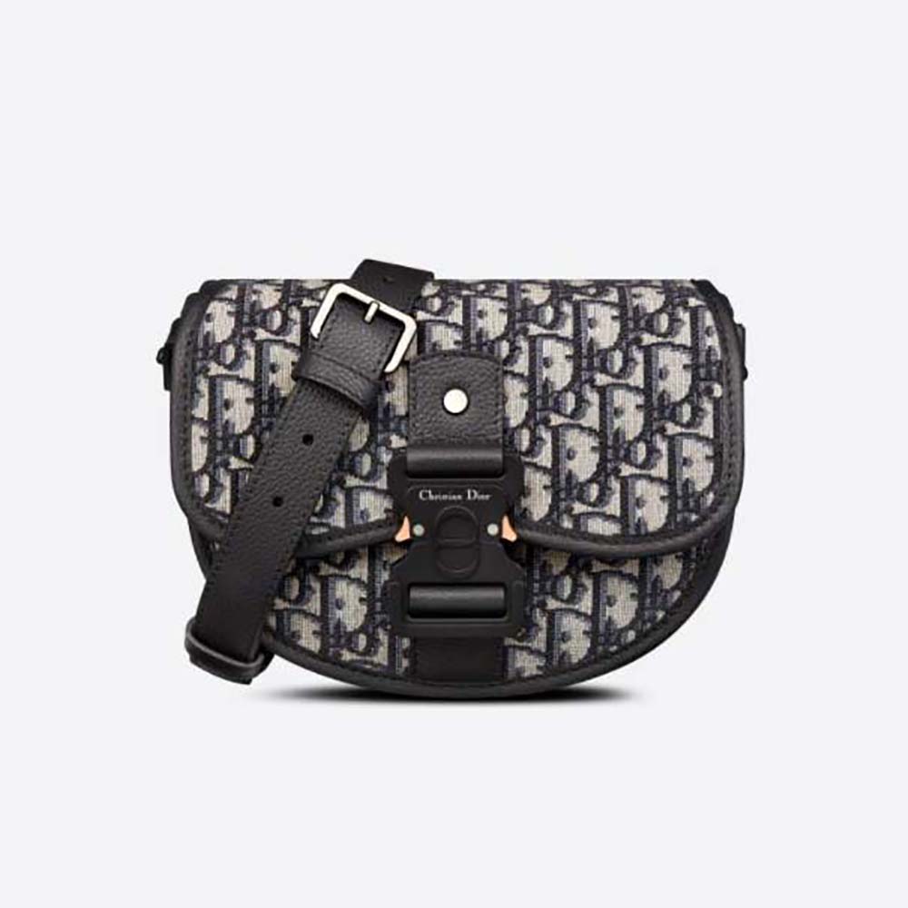 Front view of Dior Men Gallop Messenger Bag jacquard and calfskin