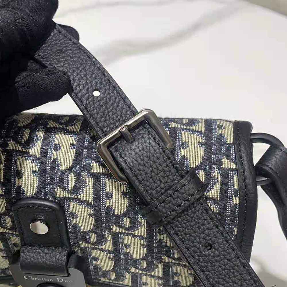 Dior Men Gallop Messenger Bag Beige and Black Dior Oblique Jacquard and Black Grained Calfskin - image 7
