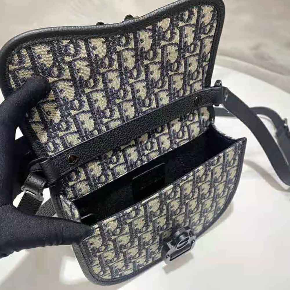 Dior Men Gallop Messenger Bag Beige and Black Dior Oblique Jacquard and Black Grained Calfskin - image 6