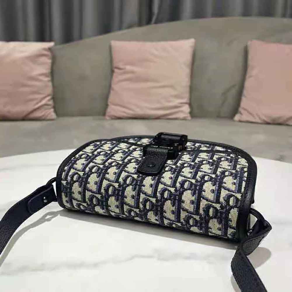 Dior Men Gallop Messenger Bag Beige and Black Dior Oblique Jacquard and Black Grained Calfskin - image 4