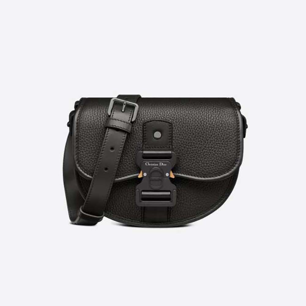 Front view of Dior Men Gallop Messenger Bag Black Grained Calfskin