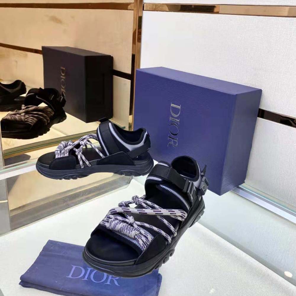 Dior Men H-Town Sandal Black and Gray Technical Fabric with Brown Nubuck Calfskin - image 4