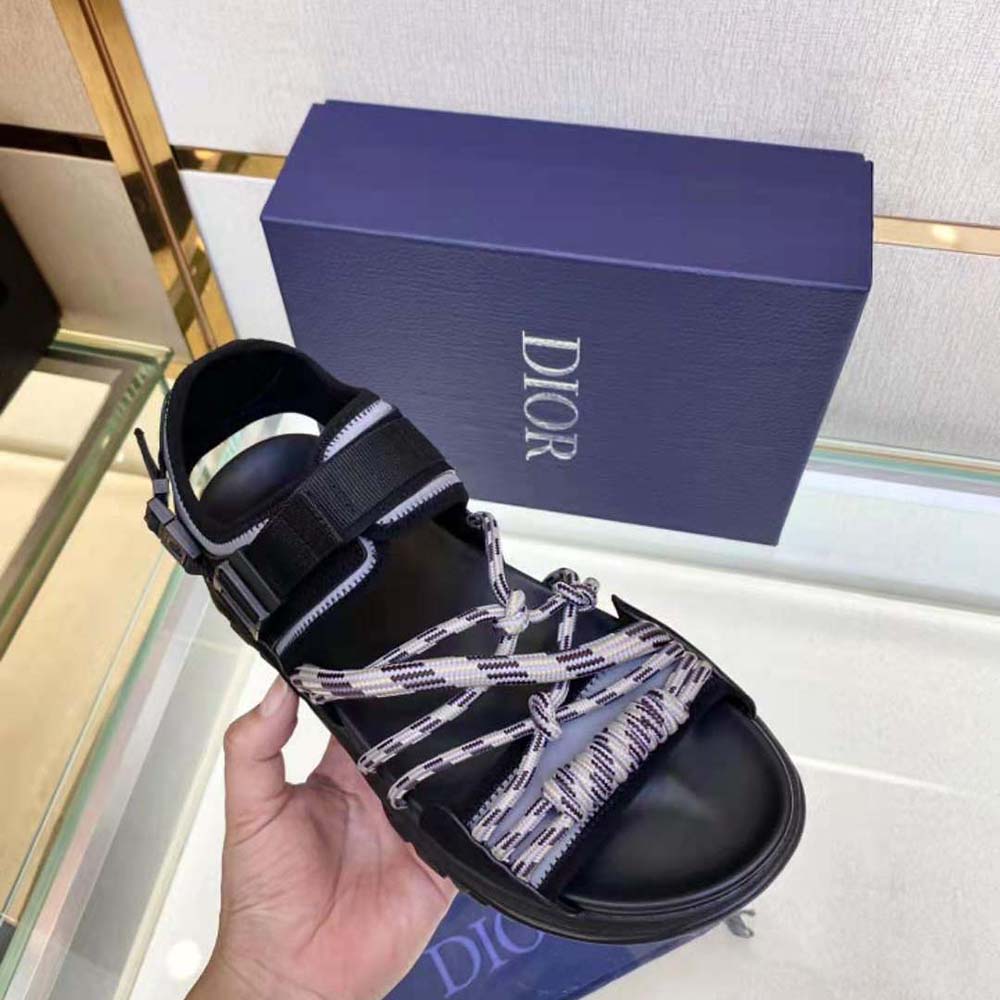 Dior Men H-Town Sandal Black and Gray Technical Fabric with Brown Nubuck Calfskin - image 5