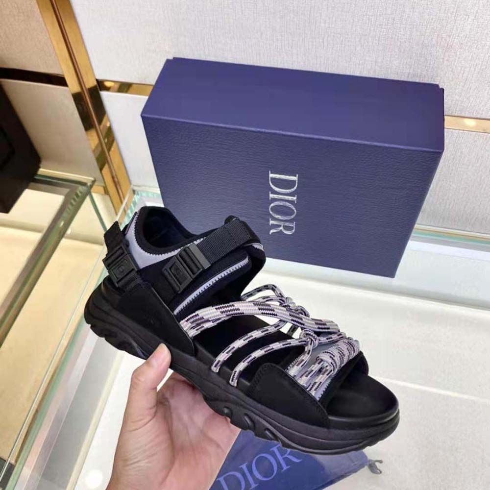 Dior Men H-Town Sandal Black and Gray Technical Fabric with Brown Nubuck Calfskin - image 8
