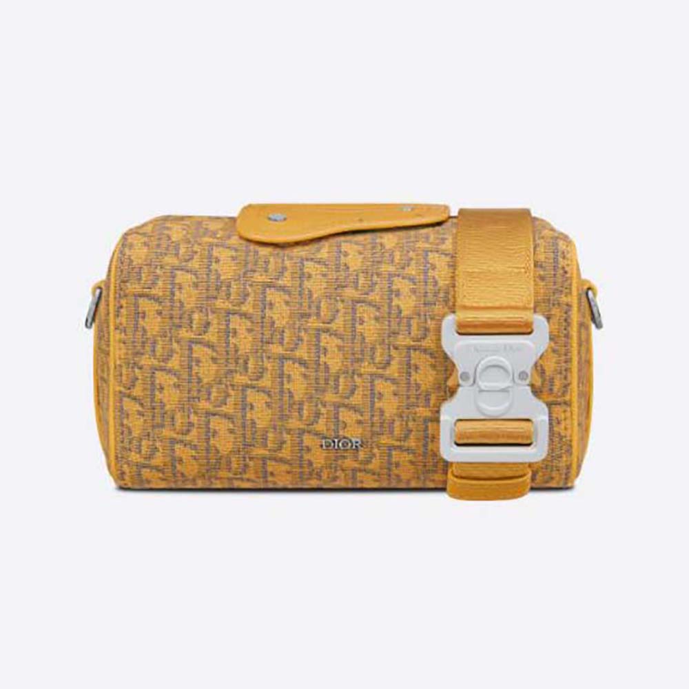 Front view of Dior Men Lingot 22 Bag Gold-Tone Dior Oblique Jacquard