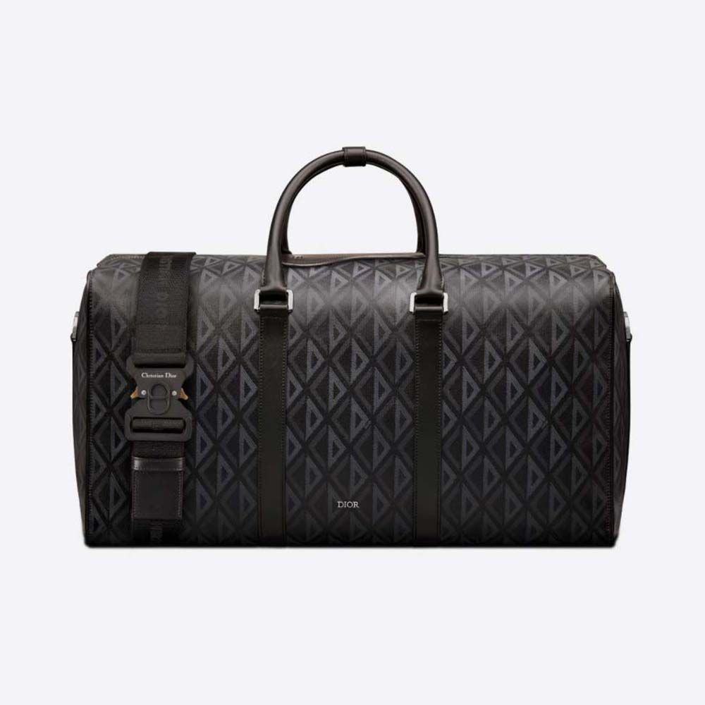 Front view of Dior Men Lingot 50 Duffle Bag Black CD Diamond Canvas