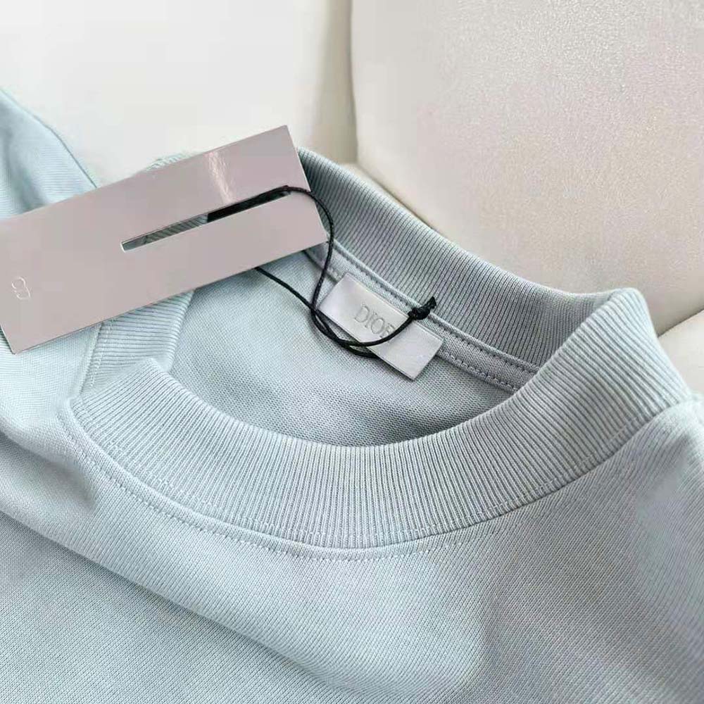 Dior Men Relaxed-Fit T-shirt Light Green Organic Cotton Compact Jersey - image 6