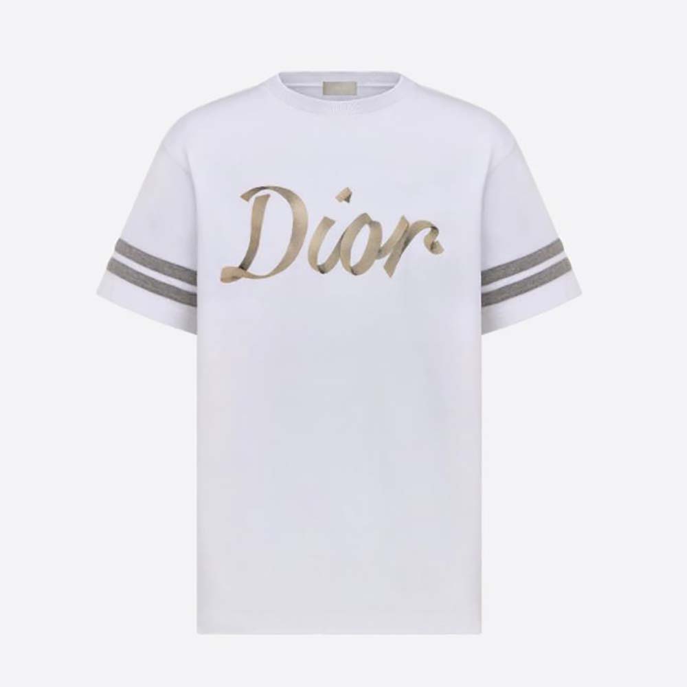 Front view of Dior Men Relaxed-Fit T-shirt White Organic Cotton Compact Jersey