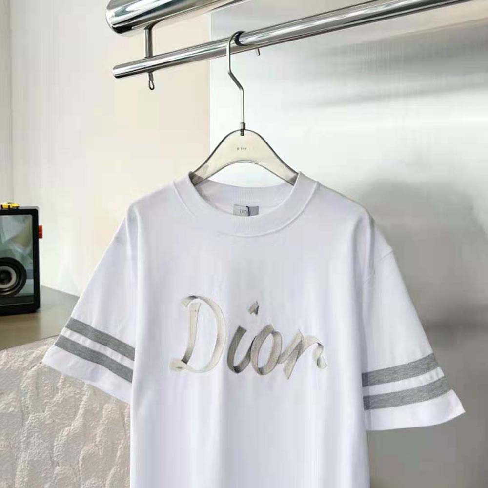 Dior Men Relaxed-Fit T-shirt White Organic Cotton Compact Jersey - image 4