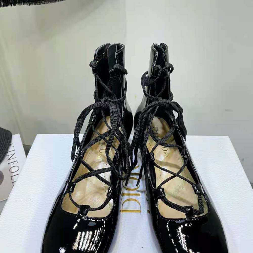 Dior Women Arty Lace-up Ankle Boot Black Patent Calfskin - image 10