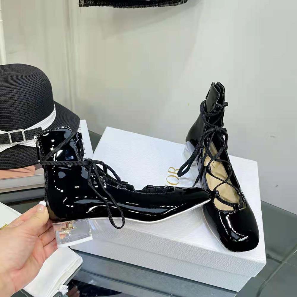 Dior Women Arty Lace-up Ankle Boot Black Patent Calfskin - image 7