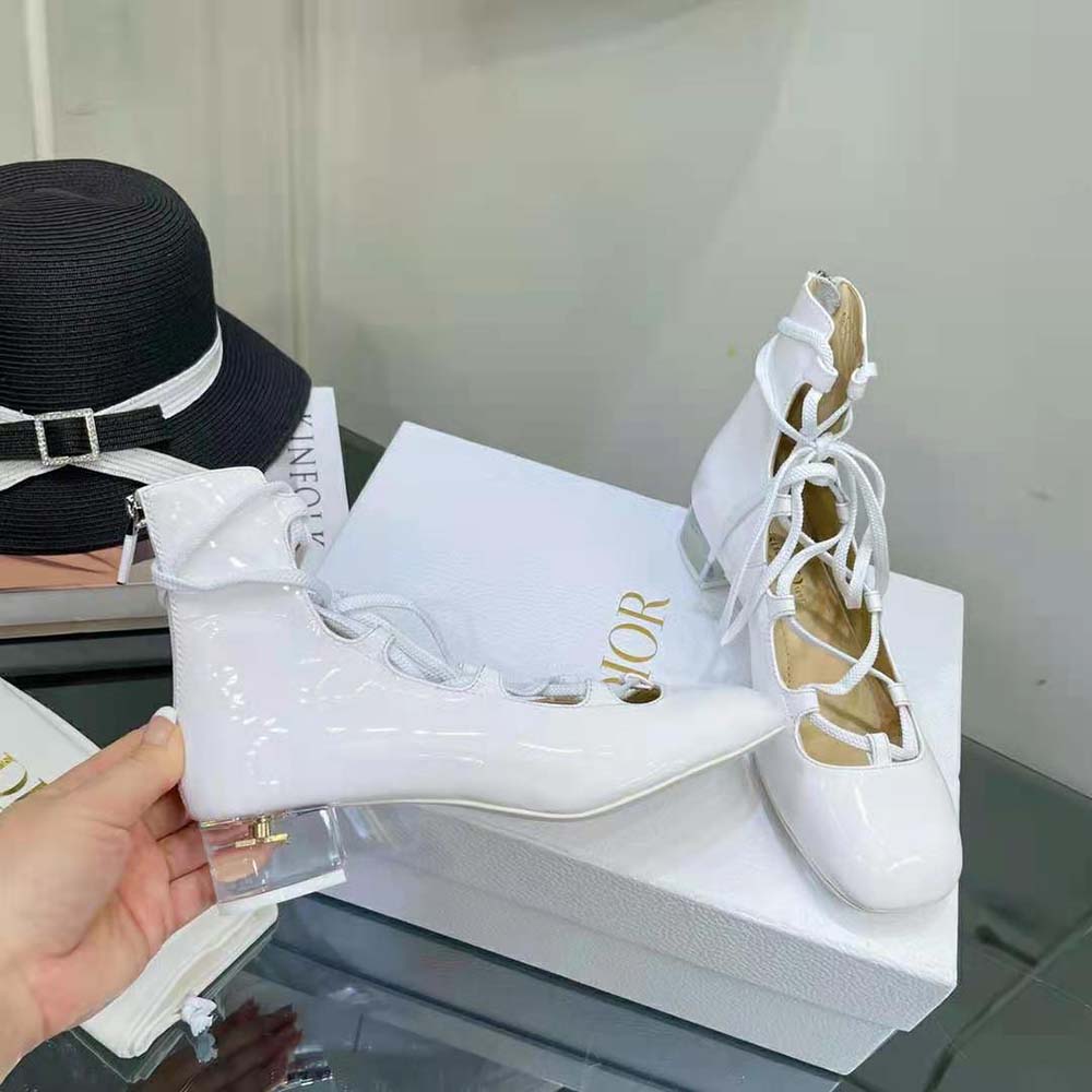 Dior Women Arty Lace-up Ankle Boot White Patent Calfskin - image 9