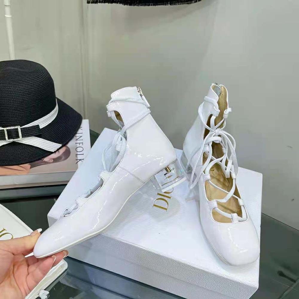 Dior Women Arty Lace-up Ankle Boot White Patent Calfskin - image 8