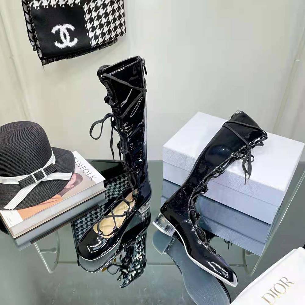 Dior Women Arty Lace-up Boot Black Patent Calfskin - image 5