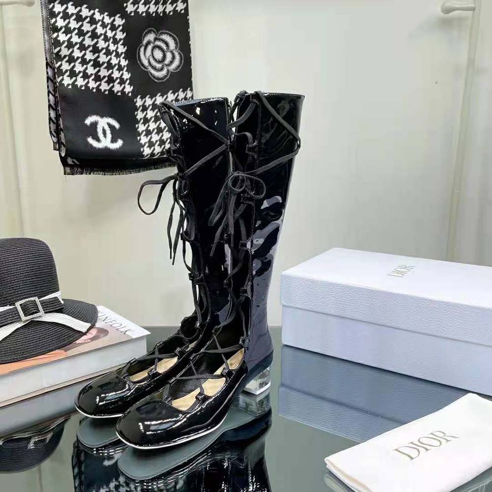 Dior Women Arty Lace-up Boot Black Patent Calfskin - image 7