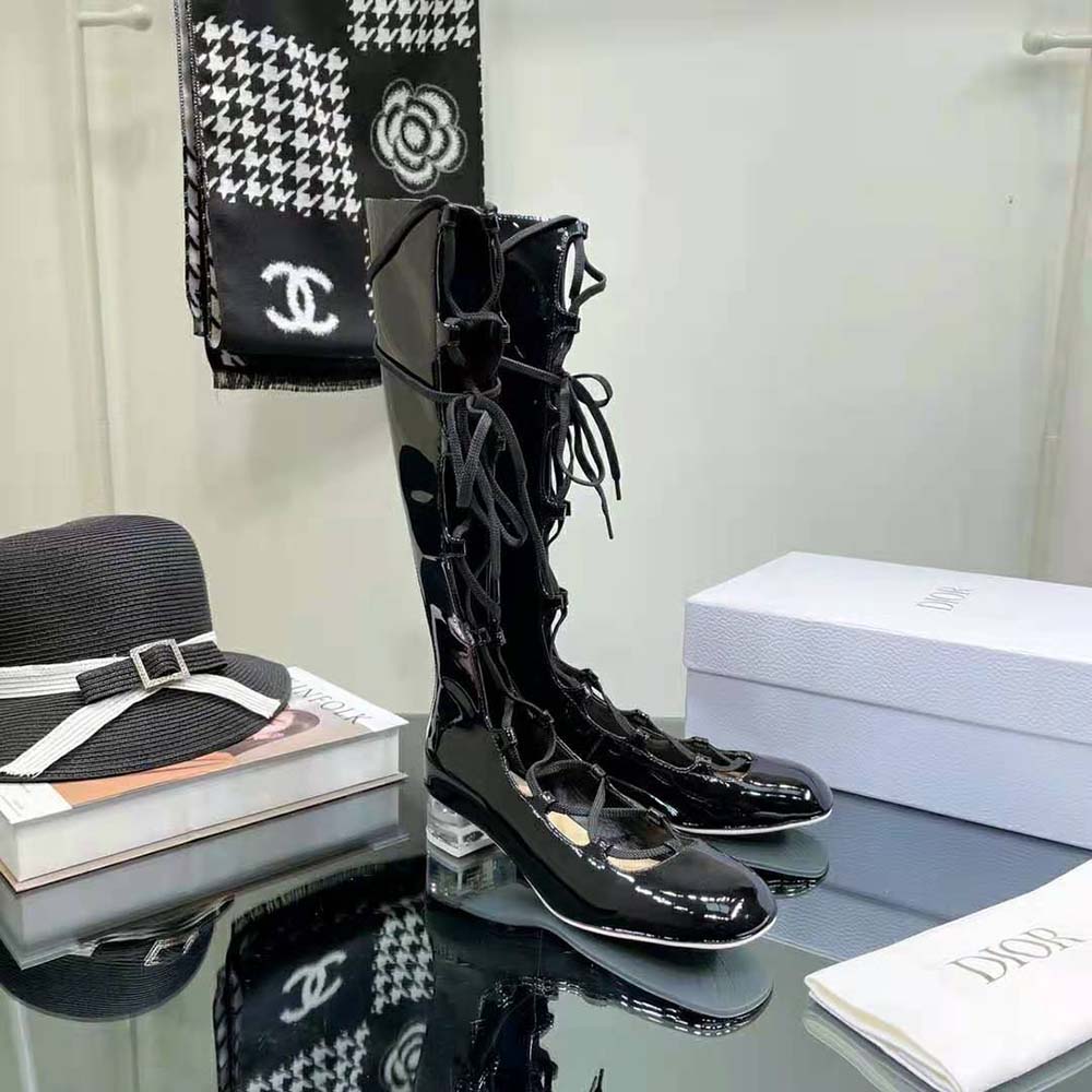 Dior Women Arty Lace-up Boot Black Patent Calfskin - image 6