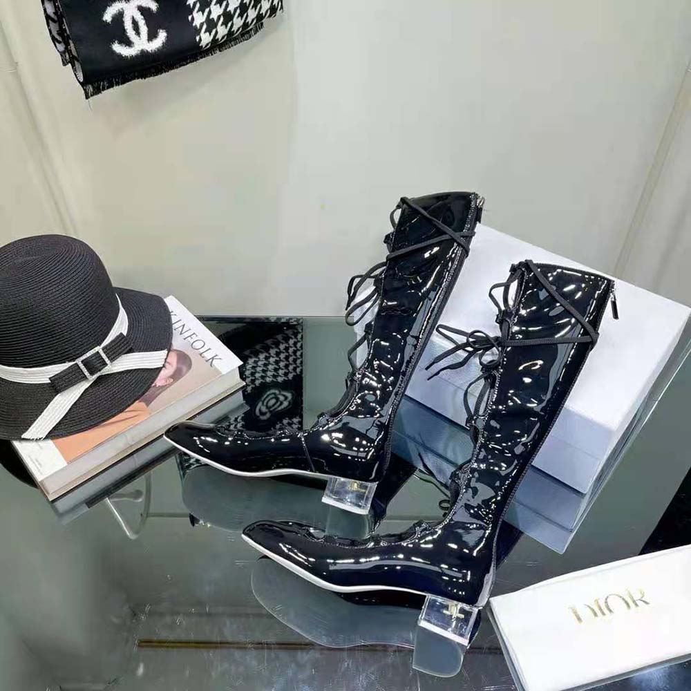 Dior Women Arty Lace-up Boot Black Patent Calfskin - image 9