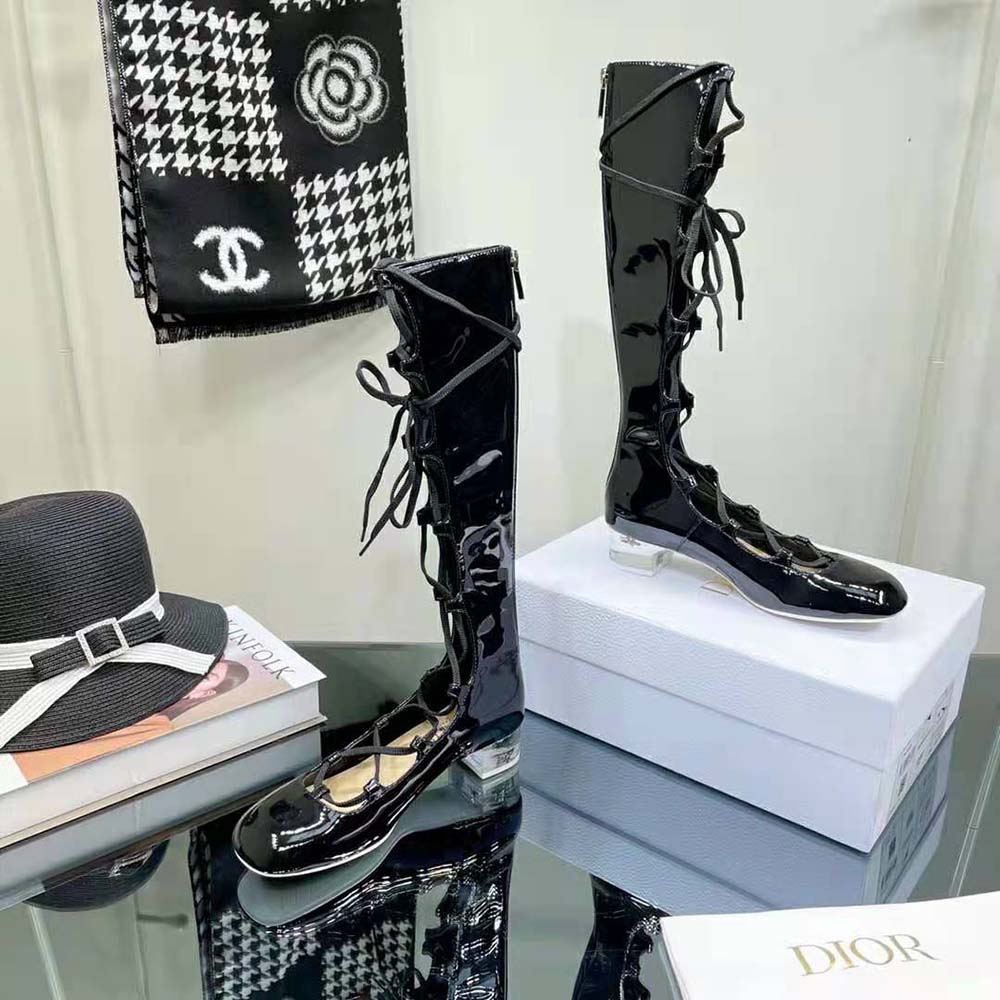 Dior Women Arty Lace-up Boot Black Patent Calfskin - image 4