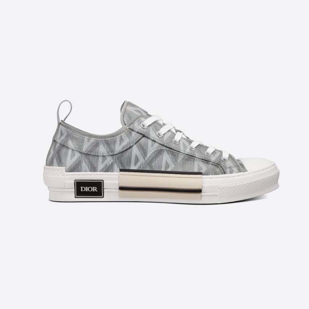 Side view of Dior Unisex B23 Low-Top Sneaker Dior Gray CD Diamond Canvas