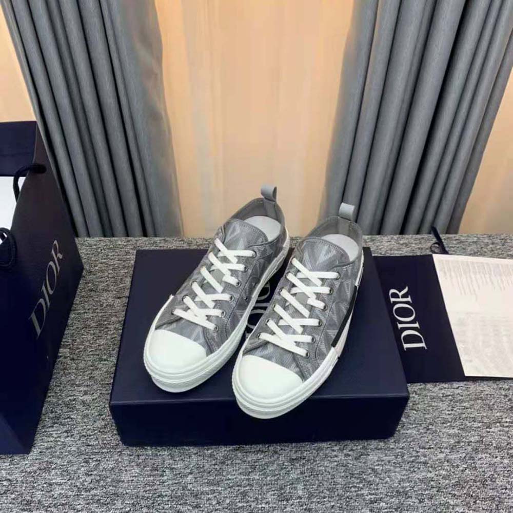 Top angle showing laces and low-top silhouette of Dior Unisex B23 sneaker