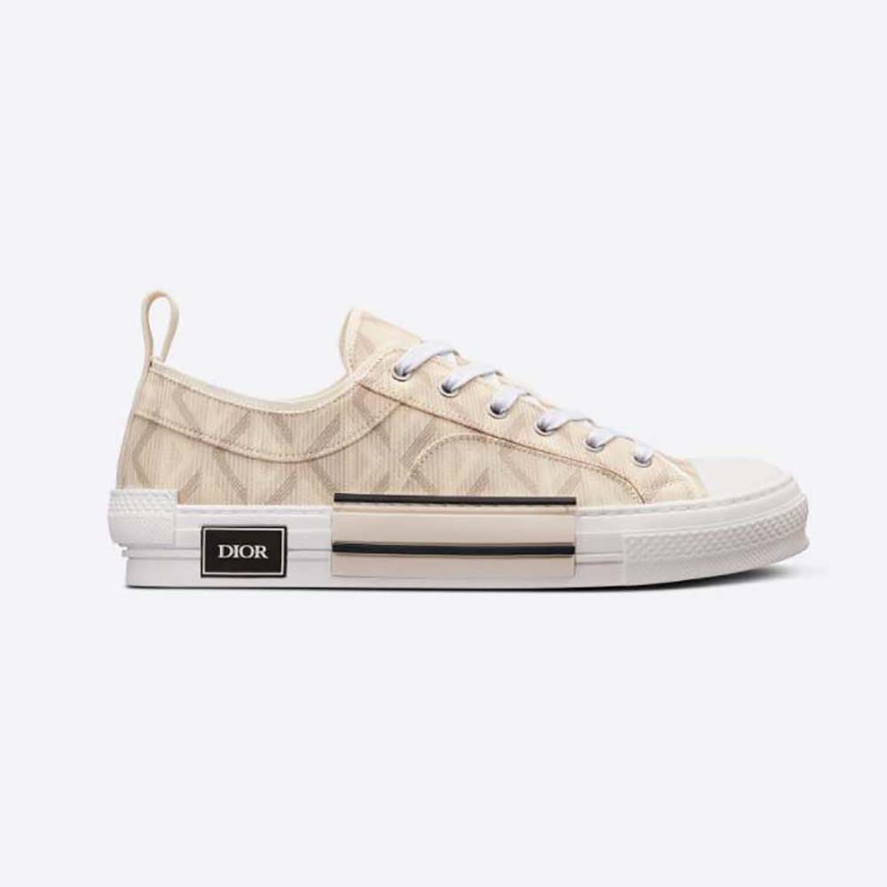 Side view of Dior Unisex B23 Low-Top Sneaker Natural CD Diamond Canvas