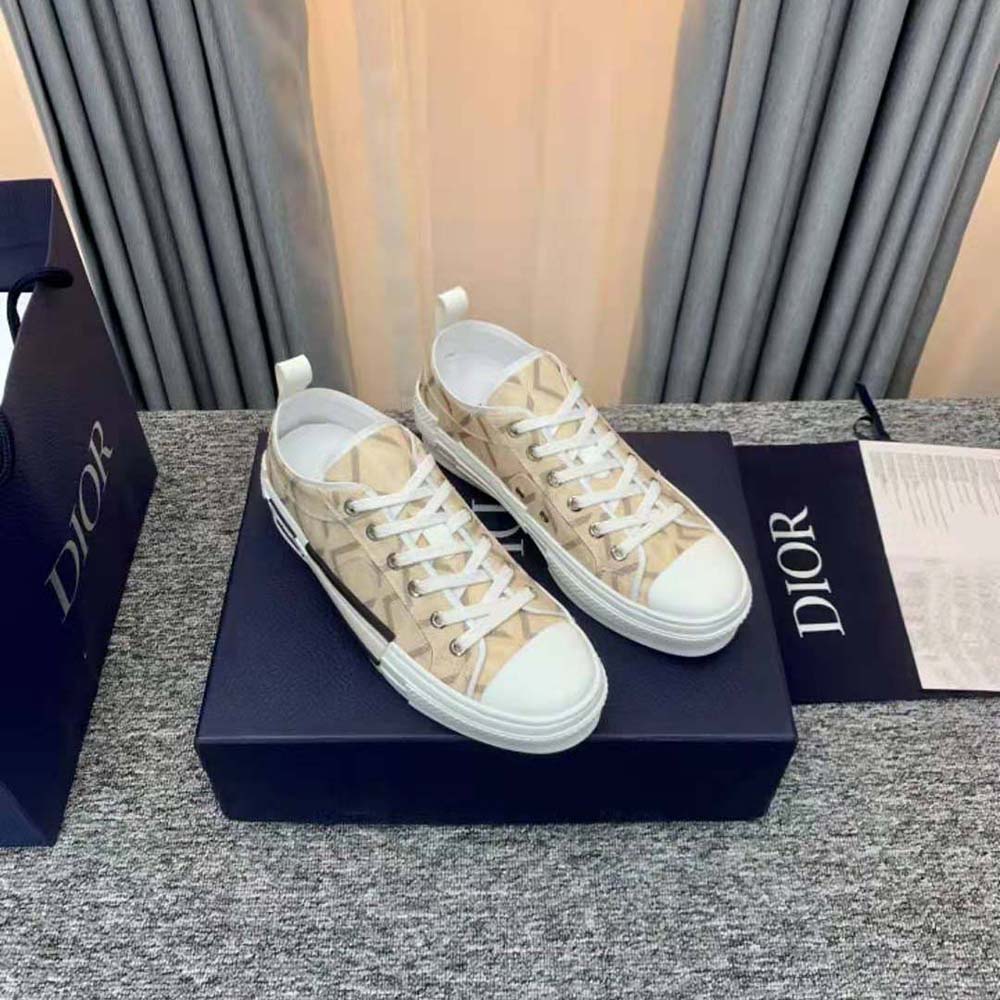 Top-down angle showing lace-up closure of Dior Unisex B23 sneaker