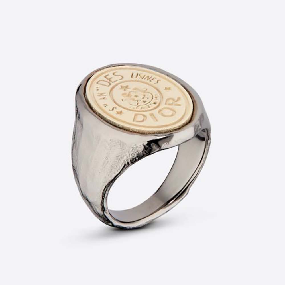 Close-up of Dior Women CD Legacy Ring showing gold finish detail