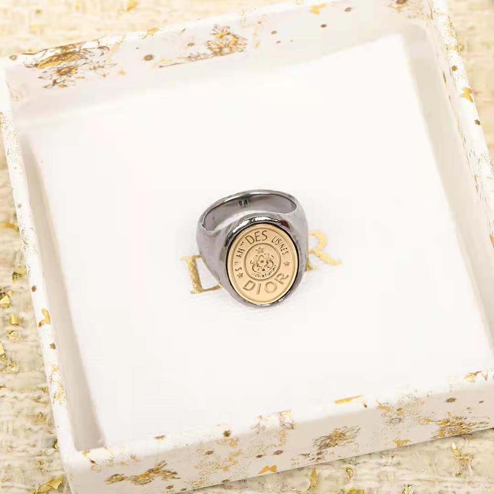 Top view of Dior Women CD Legacy Ring displaying iconic CD hardware