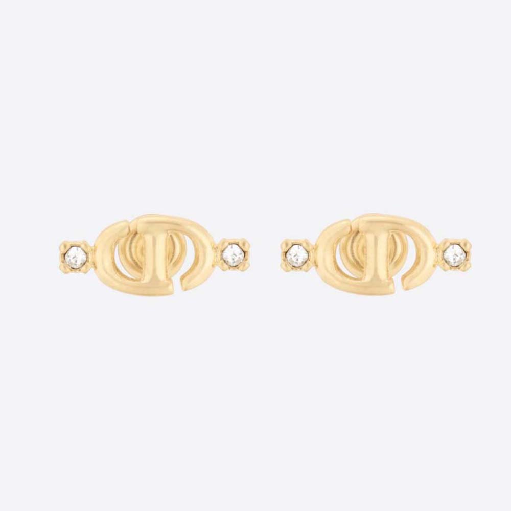 Front view of Dior Women CD Navy Stud Earrings gold-finish metal