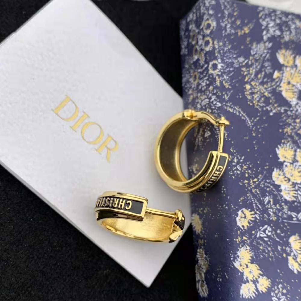 Dior Women Code Earrings Gold-Finish Metal and Black Lacquer - image 5
