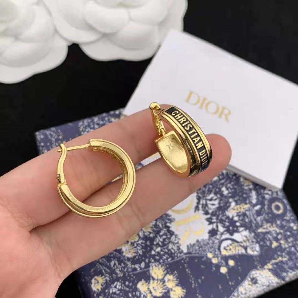 Dior Women Code Earrings Gold-Finish Metal and Black Lacquer - image 8