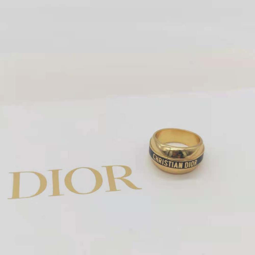 Dior Women Code Ring Gold-Finish Metal and Black Lacquer - image 5